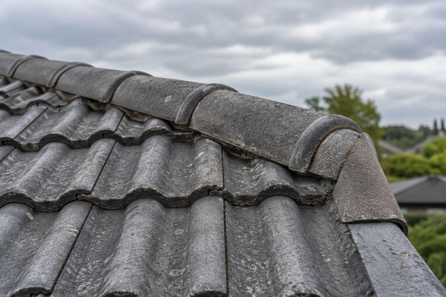 Close-up of roof tiles before a roof restoration